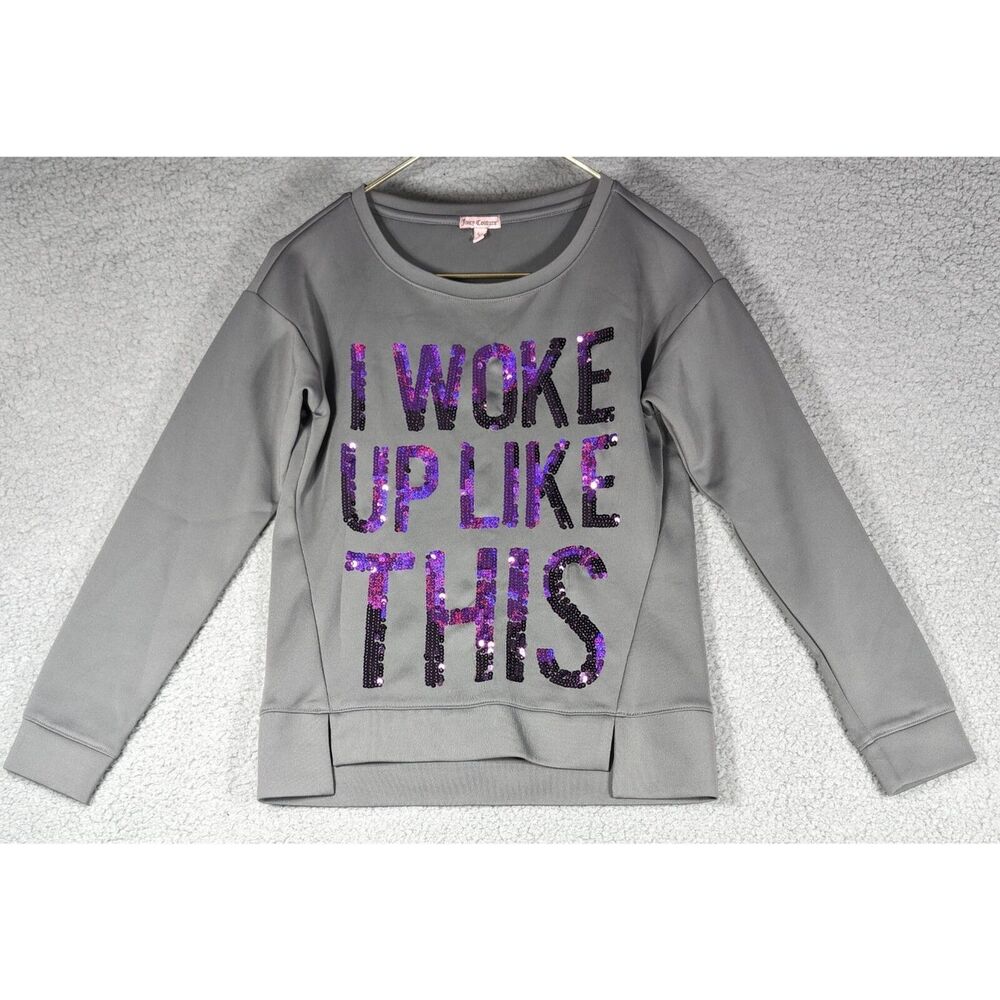 Juicy Couture Sweater Womens Size Extra Small Grey Long Sleeve Sequined Pullover